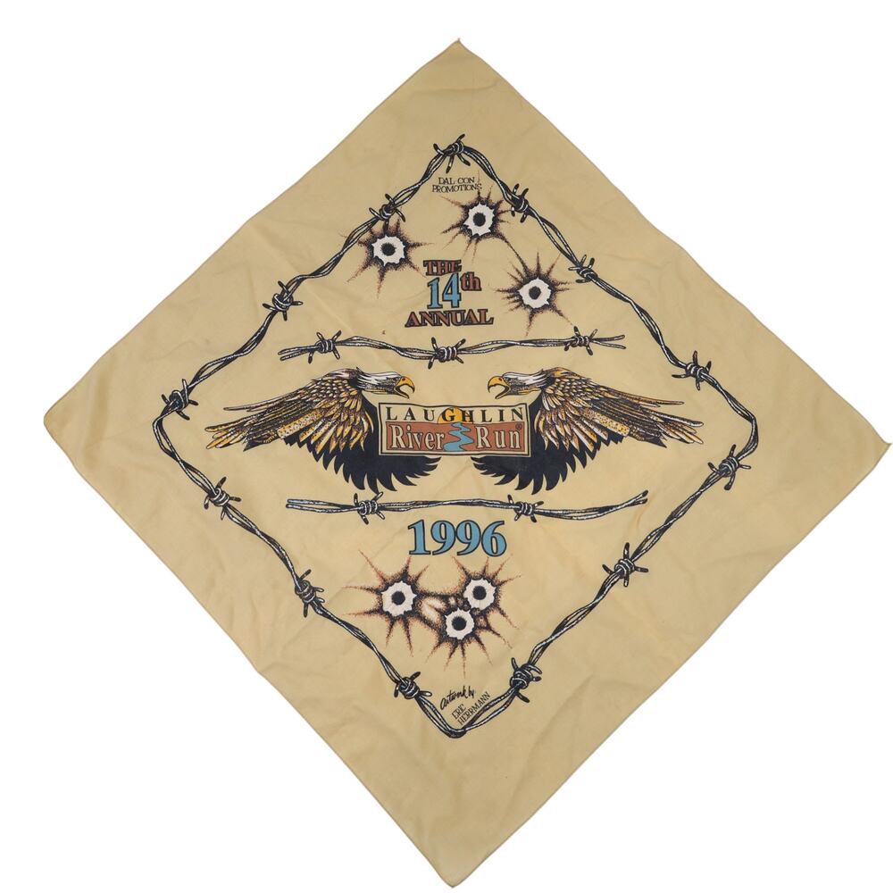 Vintage 1996 Laughlin River Run Motorcycle Rally Graphic Bandana